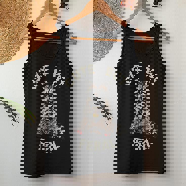 Cute But Feral Sarcastic Raccoon Small Women Tank Top Unique Gifts