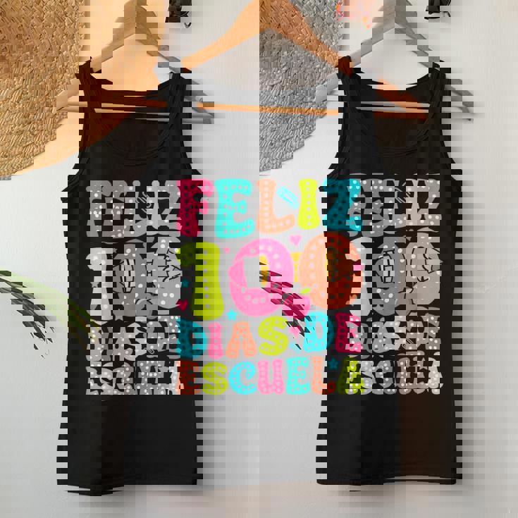 Feliz 100 Dias De Escuela Groovy 100 Days Spanish Teacher Women Tank Top Personalized Gifts