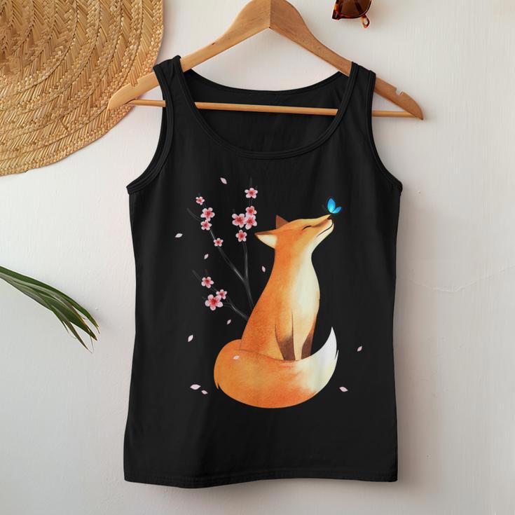 Fox Japanese Cherry Blossom Flowerintage Fox S Tank Top Frauen Lustige Geschenke