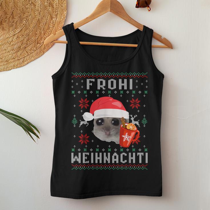 Frohi Weihnachti X Sad Hamster Meme Xmas Wine Mulled Wine Tank Top Frauen Lustige Geschenke