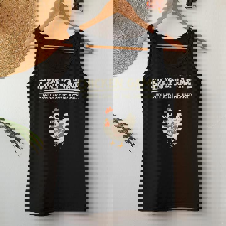 Chicken Game Ltd Divertido Diseño De Pollo Con Texto En Inglés Don't Look Niños Negro Manga De Doble Puntada Camiseta sin mangas para mujer Regalos divertidos