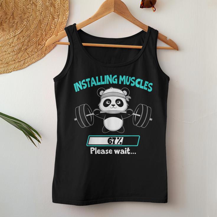 Installing Muscle Panda Weight Lifting Barbell Fitness Tank Top Frauen Lustige Geschenke