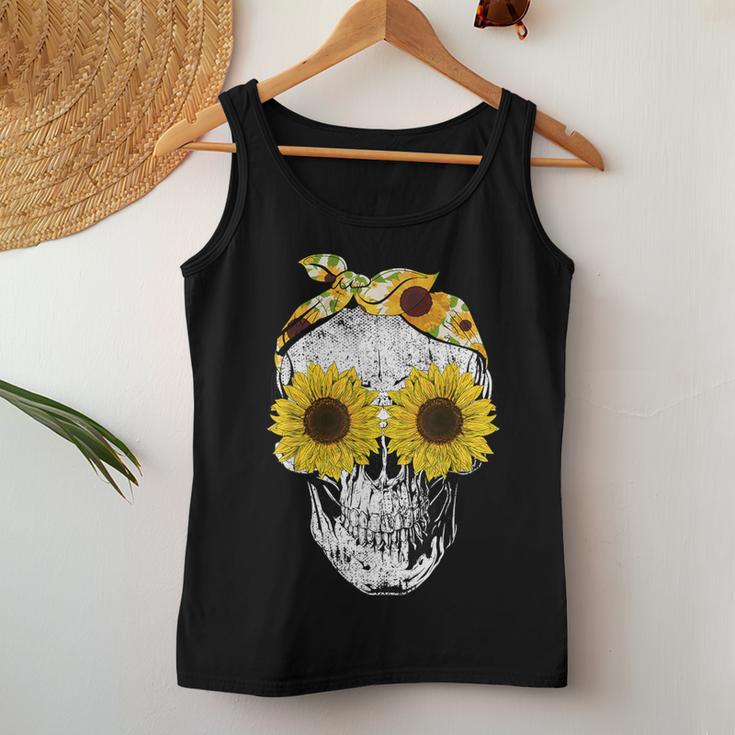 Skull Sunflower Skeleton Bandana Sunflower Skull Tank Top Frauen Lustige Geschenke