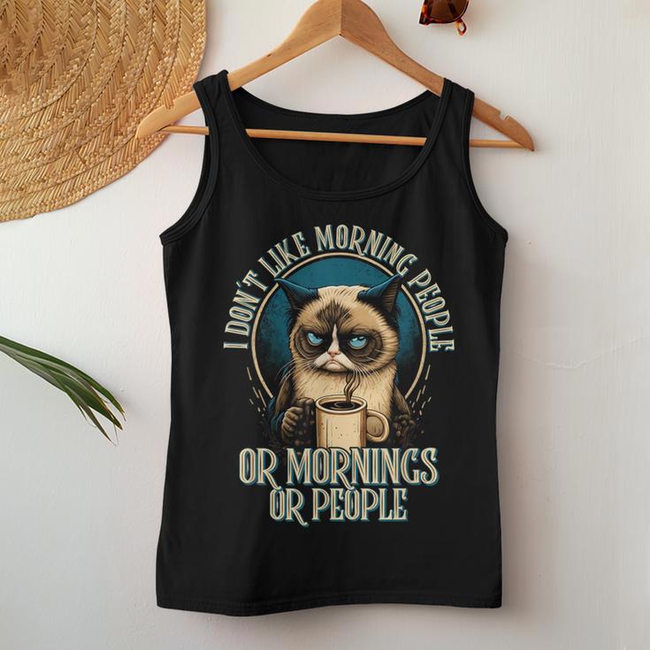 I Hate Morning People And Mornings And People Coffee Cat Tank Top Frauen Lustige Geschenke