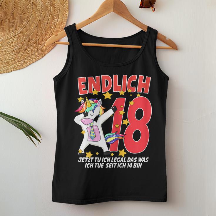 Ladies 18Th Birthday Unicorn Girl 18 Years Fun Tank Top Frauen Lustige Geschenke