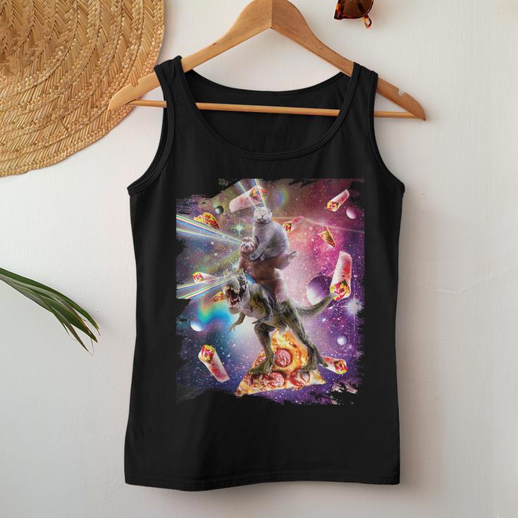 Laser Eyes Space Cat On Sloth Dinosaur Rainbow Tank Top Frauen Lustige Geschenke