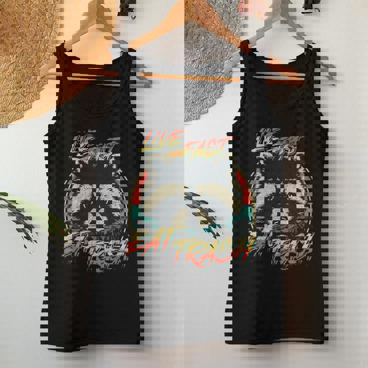 Live Fast Eat Trash Retro Trash Panda Raccoon Women Tank Top Unique Gifts