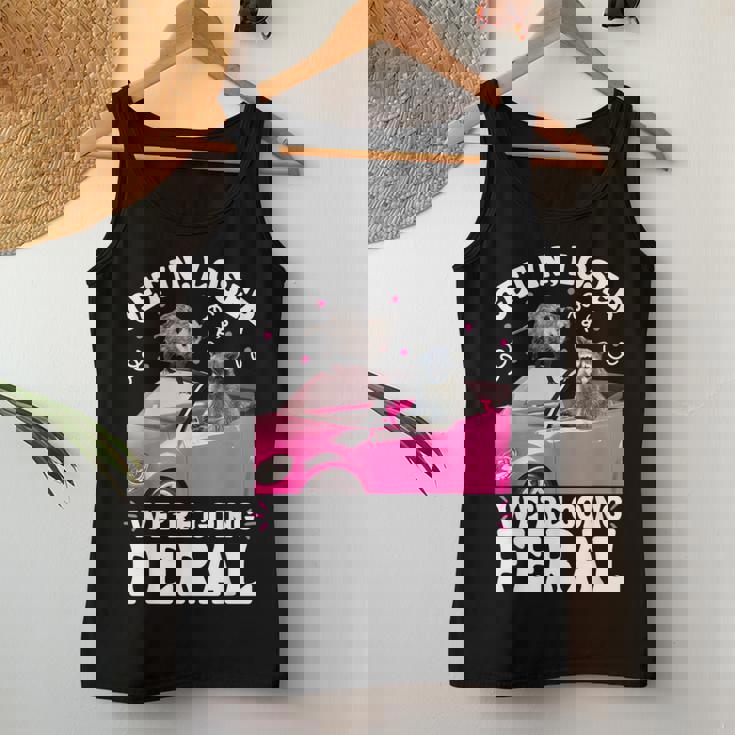 Get In Loser We’Re Going Feral Raccoon Opossum Meme Women Tank Top Unique Gifts