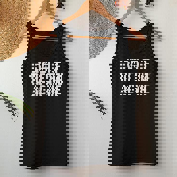Lover Of True Crime & Wine Saying Tv True Crime Camiseta sin mangas para mujer Regalos divertidos