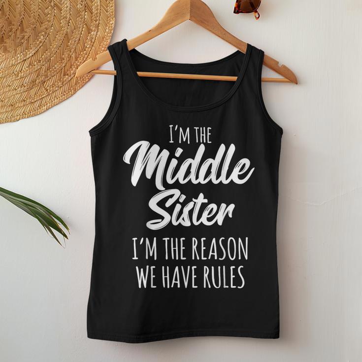 Middle Sister The Reason We Have Rules Matching Sister Camiseta sin mangas para mujer Regalos divertidos