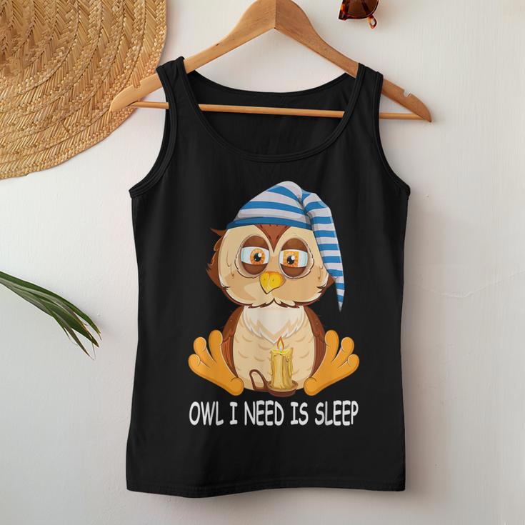 Owl Night Owl Sleeping Cap Nightgown Pyjamas Owl Tank Top Frauen Lustige Geschenke