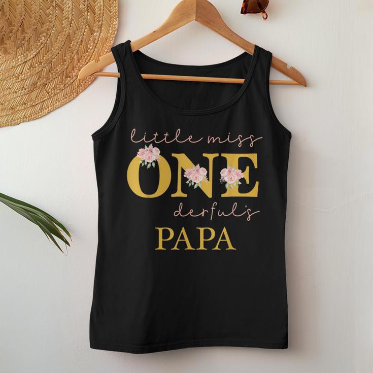 Papa Little Miss Onederful Birthday Party 1 Year Old Girl Tank Top Frauen Lustige Geschenke