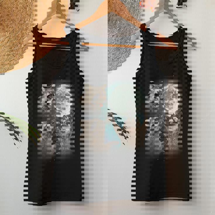 Raccoon 3 Racoons Howling At Moon Weird Cursed Women Tank Top Unique Gifts