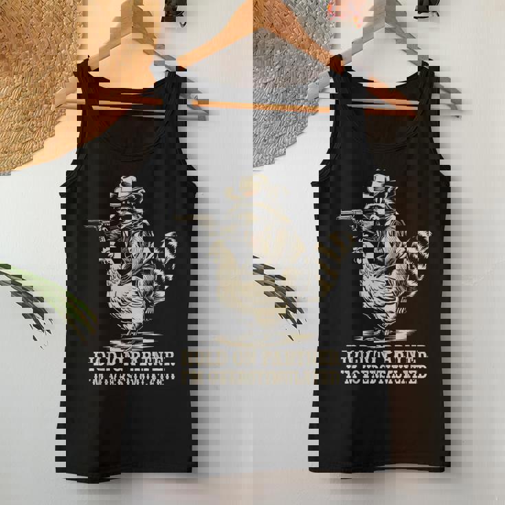 Raccoon Cowboy Tank Top - Western Humor - Small Women's Vintage Style Unique Gifts