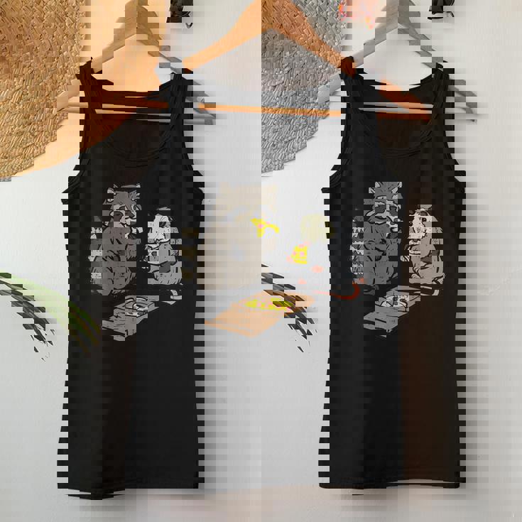 Raccoon Eating Pizza Graphic Women's Tank Top for Animal Lovers Unique Gifts