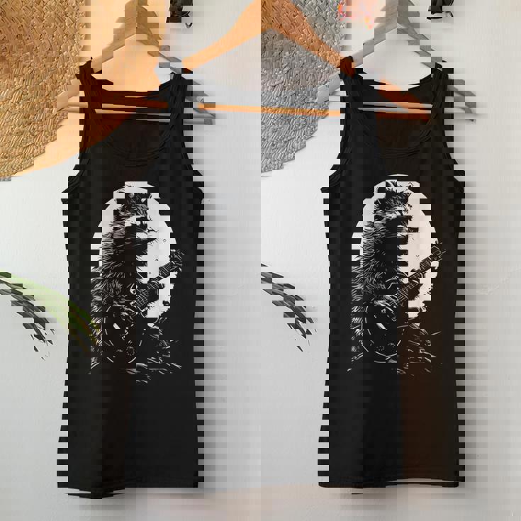 Raccoon Guitarist Tank Top for Women - Quirky Moonlit Design Unique Gifts