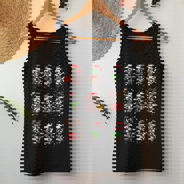 Raccoon Lover Women's Tank Top - Christmas Lights Pajama Theme Unique Gifts