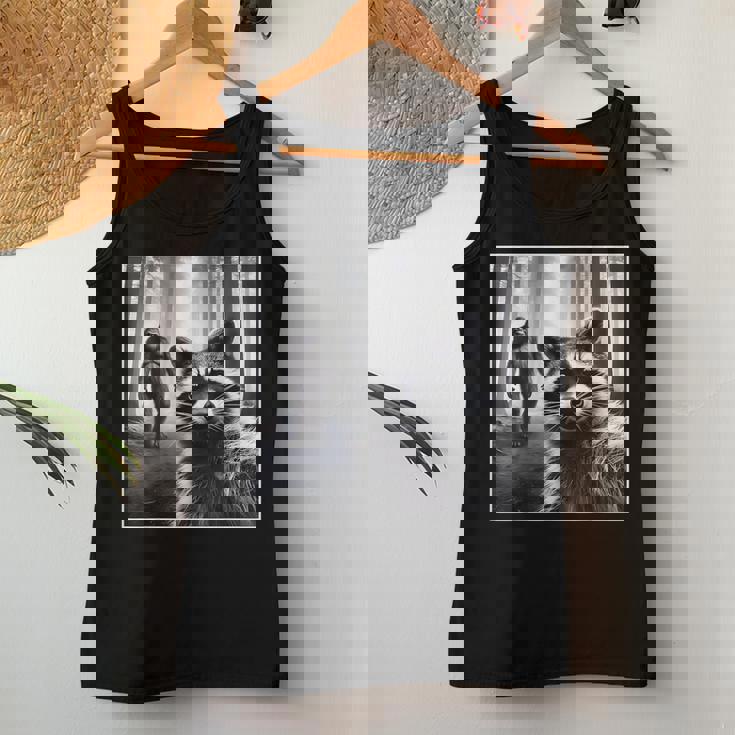 Raccoon & Sasquatch Selfie | Unisex Tank Top for Bigfoot Fans Unique Gifts