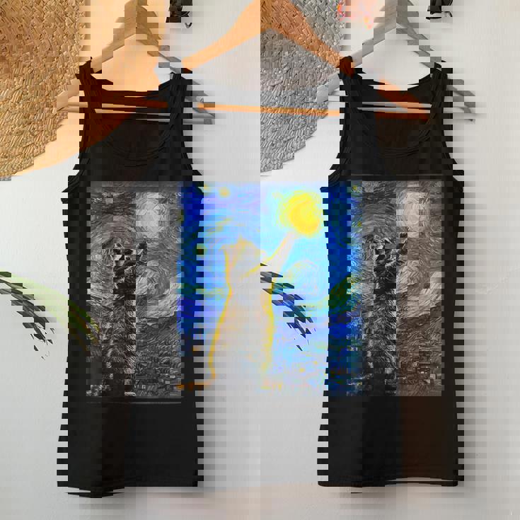 Raccoon Starry Night Van Gogh Women’s Tank Top - Art Lover’s Delight Unique Gifts