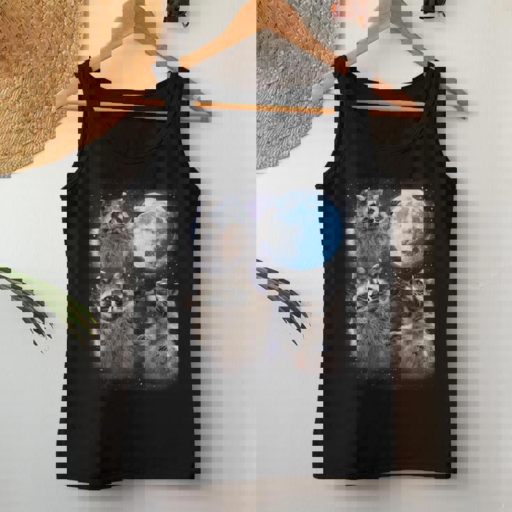 Raccoons Howling Moon Tank Top for Women - Whimsical Night Design Unique Gifts