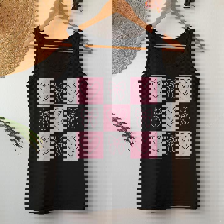 Retro Checkered Valentine Day Heart Coquette Bow Girls Women Tank Top Personalized Gifts