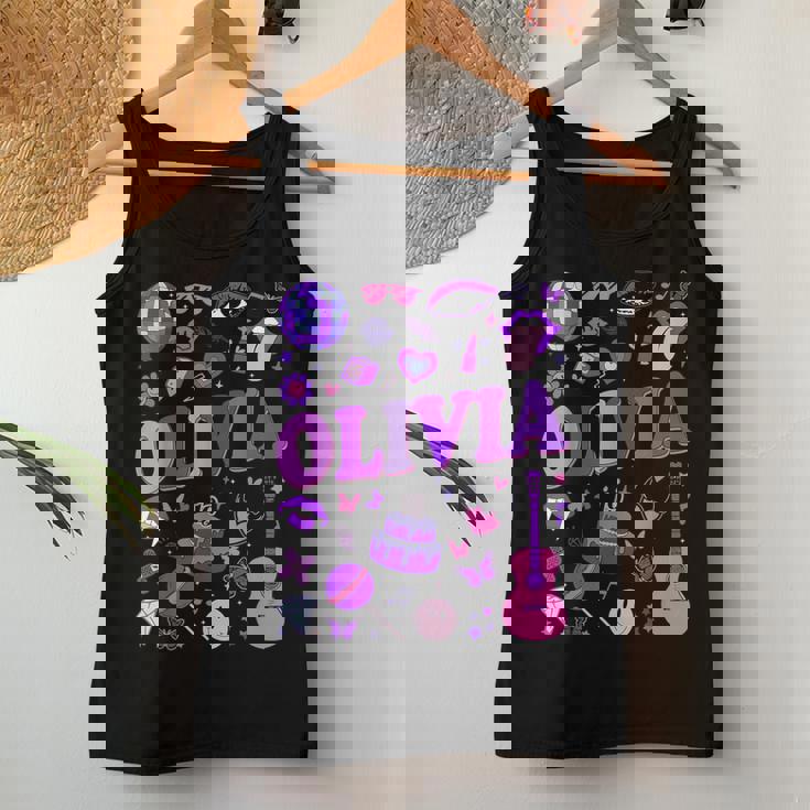 Retro Girl Olivia First Name Personalized Groovy 80'S Women Tank Top Personalized Gifts