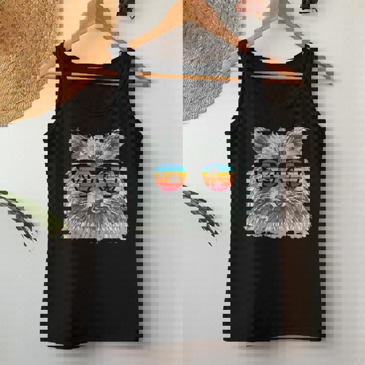 Retro Raccoon Women's Tank Top - Animal Lover's Sunglasses Style Unique Gifts
