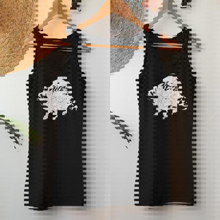 Retro Raccoon Women’s Tank Top - Vintage Half Moon Design Unique Gifts