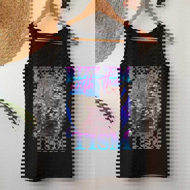 Rizz Em With The Tism Retro Raccoon Meme Women Tank Top Unique Gifts
