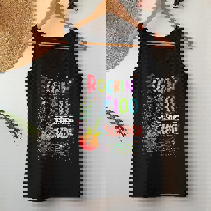 Rockin' 100 Days Of School Guitar Student Music Teacher Women Tank Top Unique Gifts