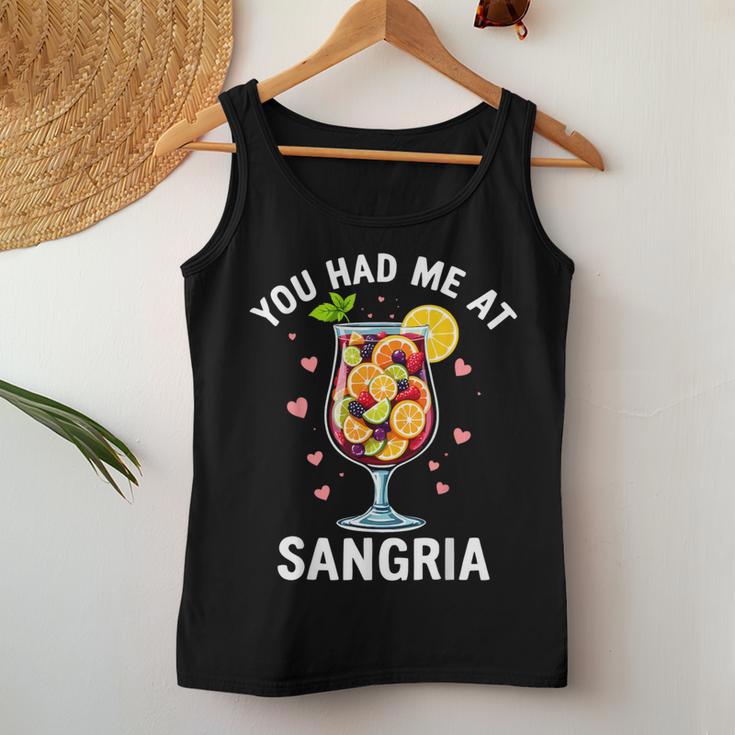 You Had Me At Sangria Wine Lover Drink Tank Top Frauen Lustige Geschenke