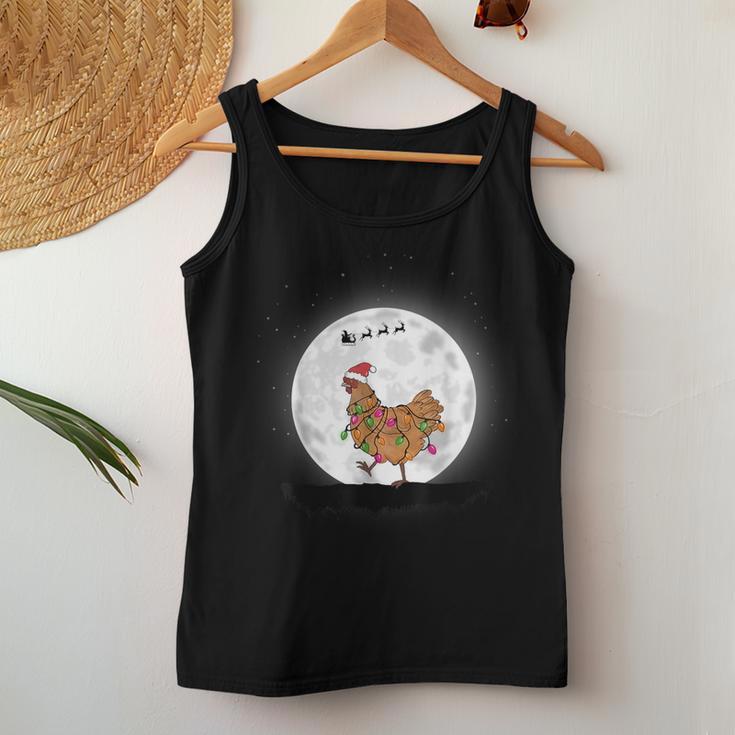 Santa Chicken Christmas Lights Chicken Farmer Christmas Tank Top Frauen Lustige Geschenke