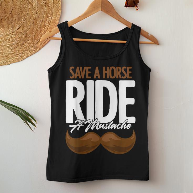 Save A Horse Ride A Mustache Statment Headband Facial Hair Tank Top Frauen Lustige Geschenke