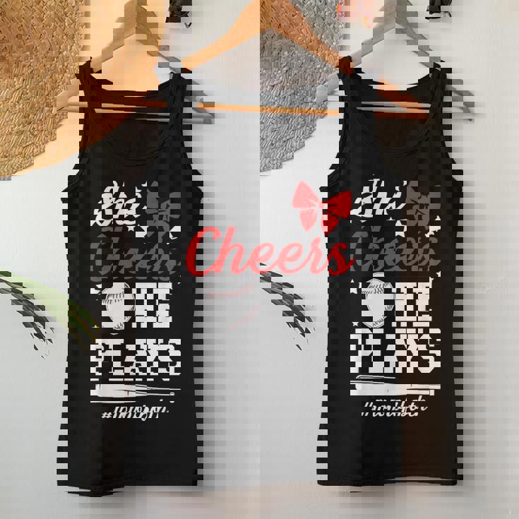 She Cheers He Plays Mom Of Both Cheer And Baseball Mom Women Tank Top Personalized Gifts