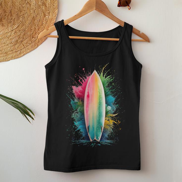 Surfer Women's Colourful Watercolour Surfing Tank Top Frauen Lustige Geschenke