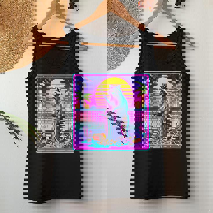 Vaporwave Raccoon Retrowave Synthwave Raccoon Meme Women Tank Top Unique Gifts