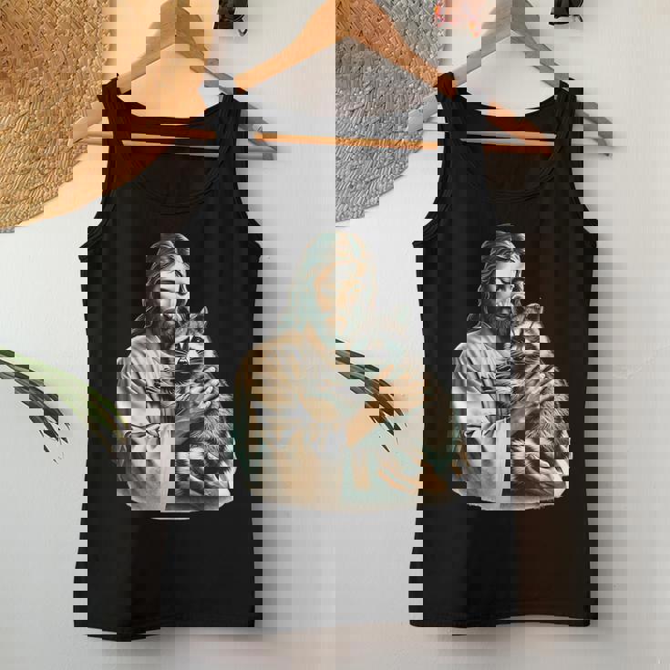 Vintage Jesus & Raccoon Lover Women's Tank Top - Rustic Charm Unique Gifts