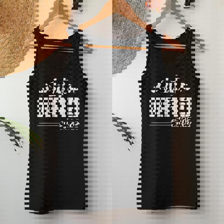Wife Est 2025 Just Married Honeymoon Wedding Adult Black Small Modern Classic V-Neck Short Sleeve Polyester 100 Cotton Machine Wash Women Tank Top Personalized Gifts