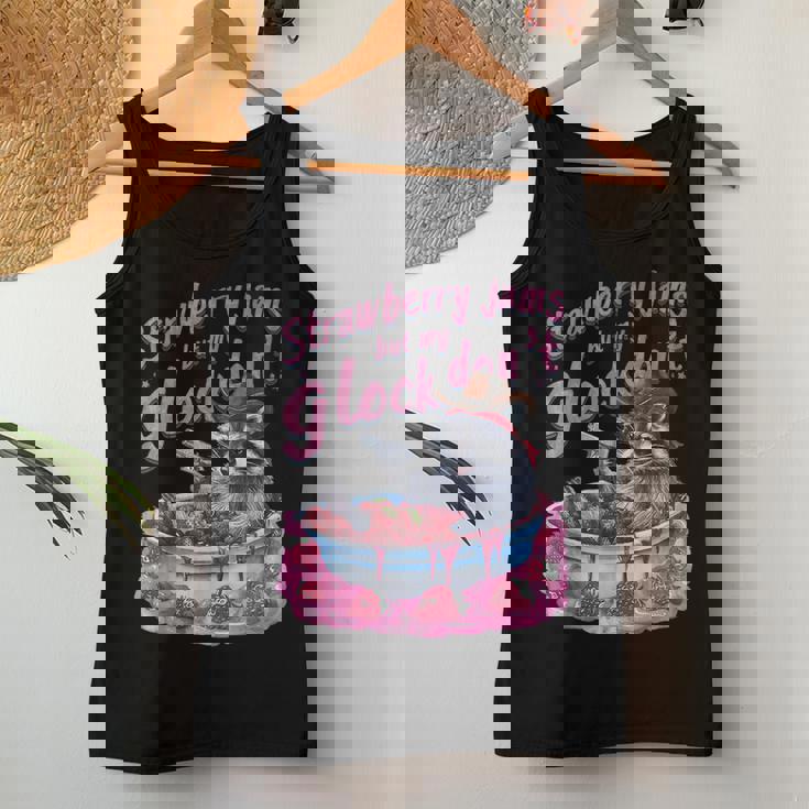Women's Raccoon Tank Top - Fun Strawberry Jam Design Unique Gifts