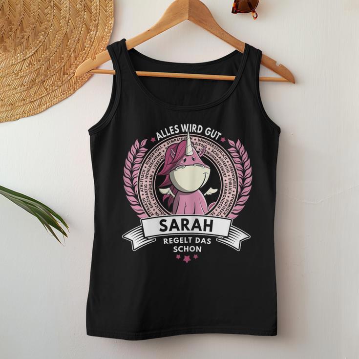 Women's Sarah Name First Name Unicorn Saying Birthday Tank Top Frauen Lustige Geschenke