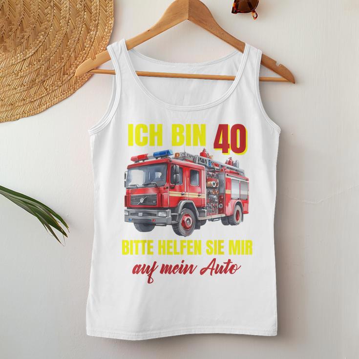 40Th Birthday Man Woman Fire Brigade Blue Tank Top Frauen Lustige Geschenke