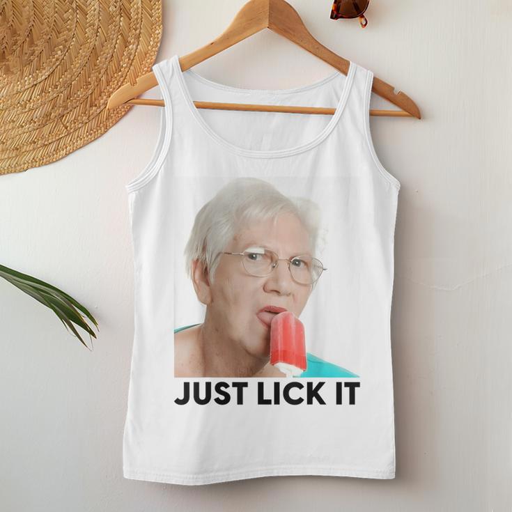 Grandma Just Lick It Grandma Licks Ice Meme Ice Lovers Summer Tank Top Frauen Lustige Geschenke