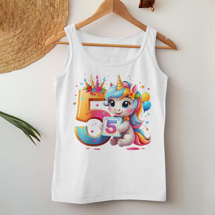 Kinder Nummer 5 Jahre Mädchen Einhorn 5 Geburtstag Tank Top Frauen Lustige Geschenke