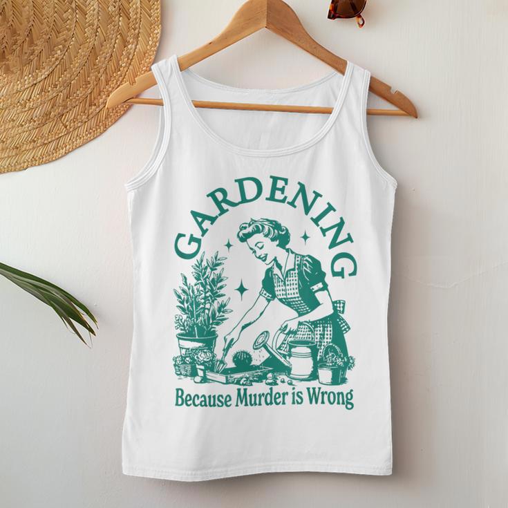 Vintage Love Plant Gardening Lady Because Murder Falsch Ist Tank Top Frauen Lustige Geschenke