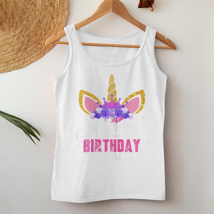 Women's Mummy Of The Birthday Girl Unicorn Mum Birthday Party Mother Blue Tank Top Frauen Lustige Geschenke