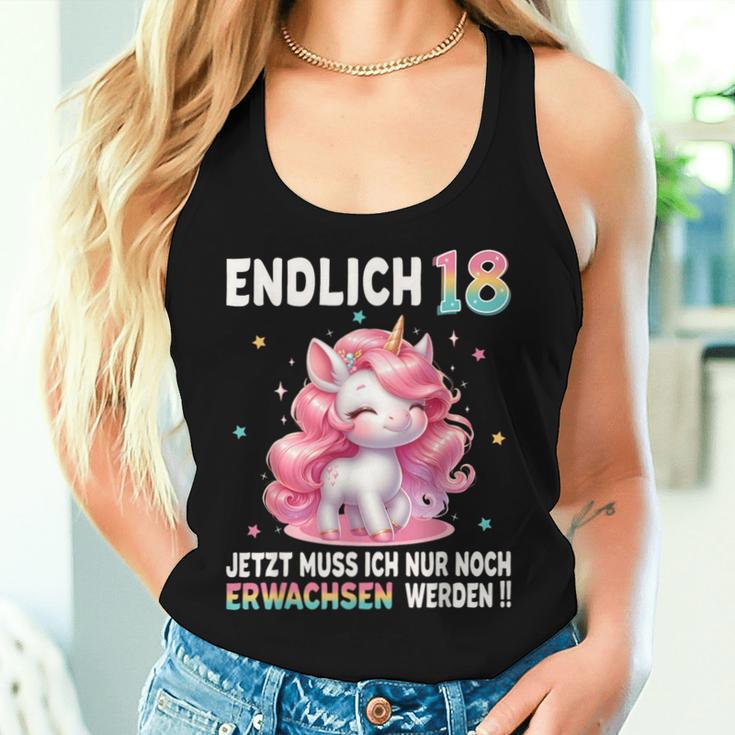 18Th Birthday Girl 18 Years Party Outfit Unicorn Tank Top Frauen Geschenke für Sie