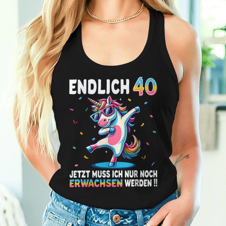 40Th Birthday Woman Man Party Outfit Unicorn Tank Top Frauen Geschenke für Sie