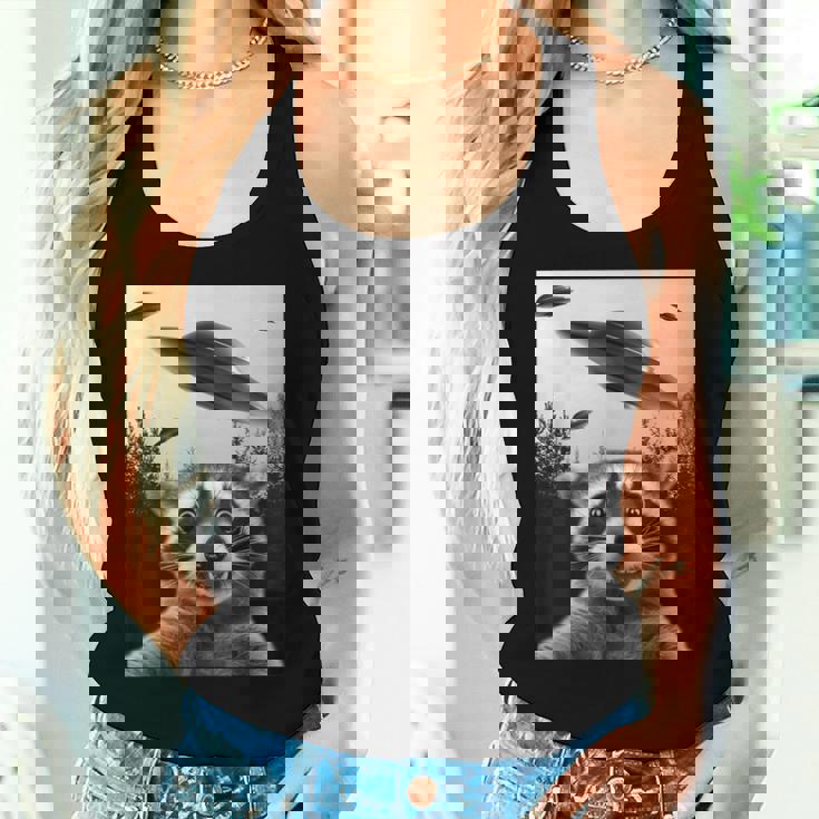 Alien UFO Raccoon Women Tank Top Gifts for Her