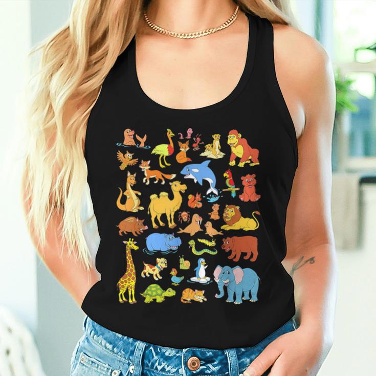 Animals Children With Many Animals Tank Top Frauen Geschenke für Sie