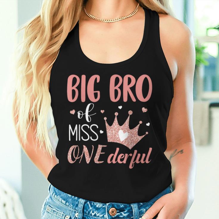 Big Brother Of Miss Onederful 1St Birthday Girl First One-Derful Tank Top Frauen Geschenke für Sie